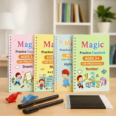 Kid's Magic Reusable CopyBook|| BUY 1 GET 1 FREE || ( Total -4 Book +20 Refill +2 Pen+2 Grip)
