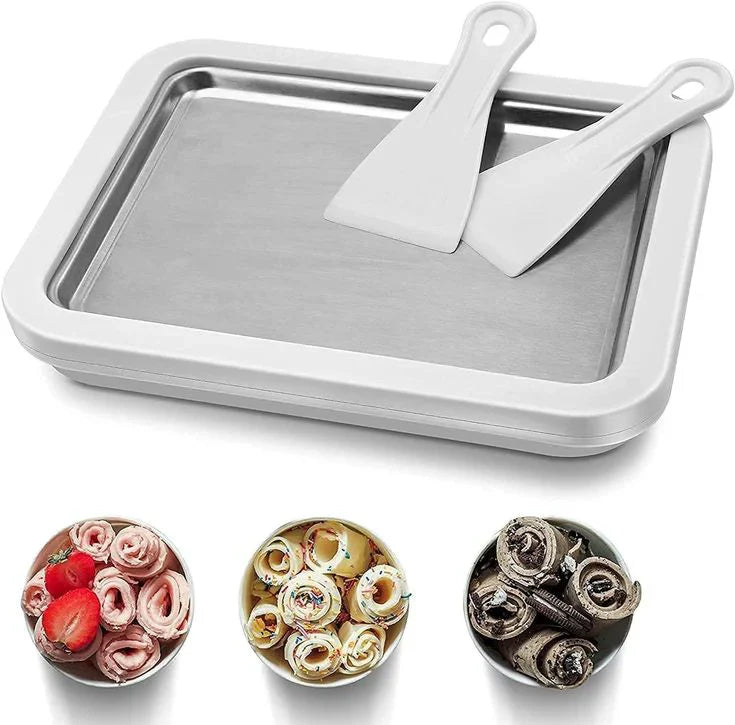 Ice Cream Maker Pan with Scrapers Rolled Ice Cream Pan