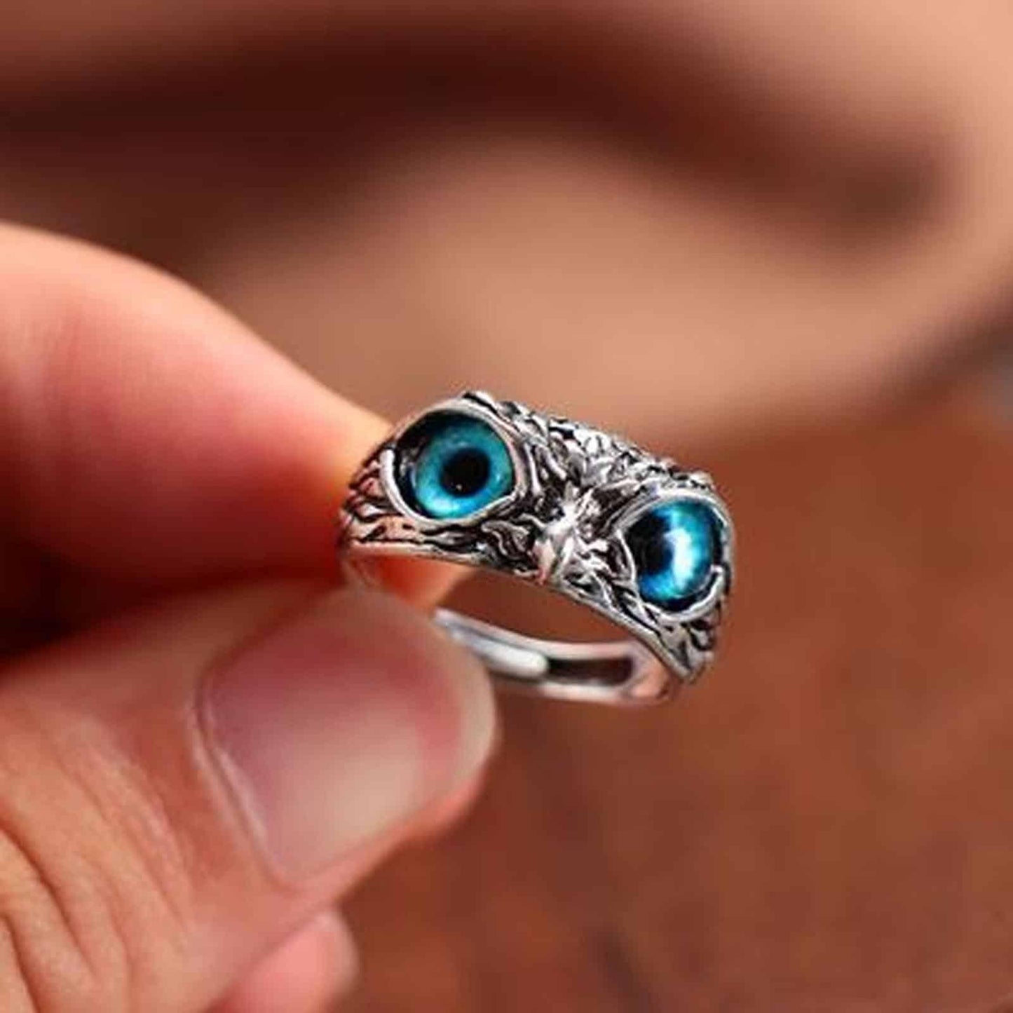 925 Silver Owl Ring (Adjustable size)