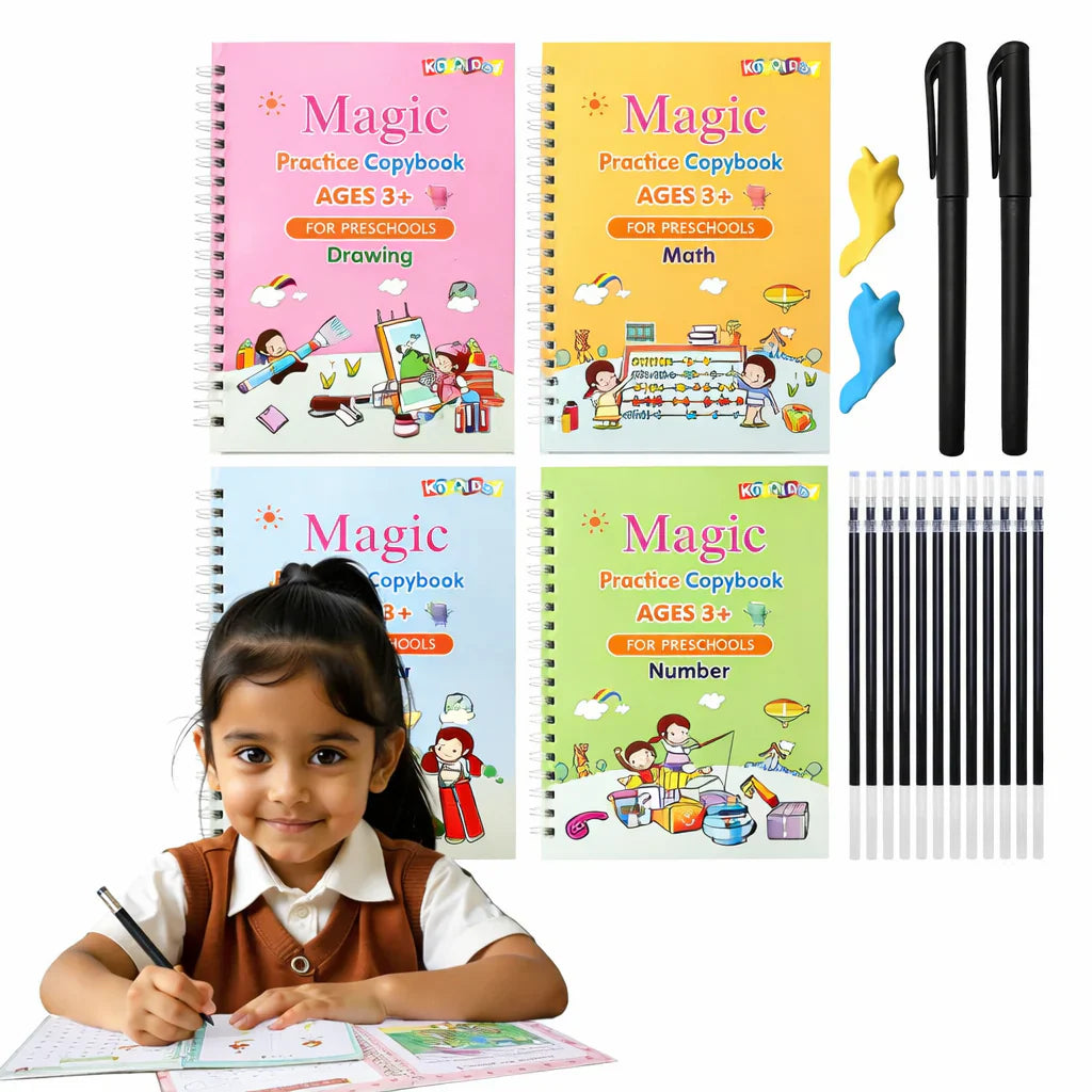 Kid's Magic Reusable CopyBook|| BUY 1 GET 1 FREE || ( Total -4 Book +20 Refill +2 Pen+2 Grip)