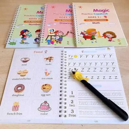 Kid's Magic Reusable CopyBook|| BUY 1 GET 1 FREE || ( Total -4 Book +20 Refill +2 Pen+2 Grip)