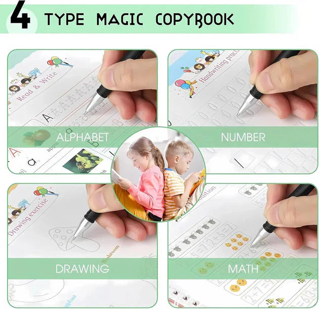 Kid's Magic Reusable CopyBook|| BUY 1 GET 1 FREE || ( Total -4 Book +20 Refill +2 Pen+2 Grip)