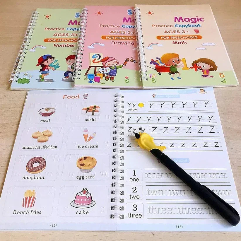Kid's Magic Reusable CopyBook|| BUY 1 GET 1 FREE || ( Total -4 Book +20 Refill +2 Pen+2 Grip)