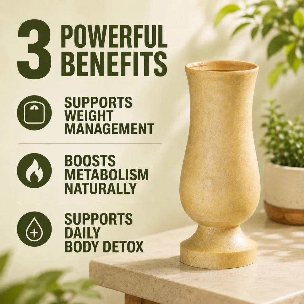 Herbal Wooden Pack of 2 Detox Glass - Body Detox  Glass (100% Natural Neem Wood)
