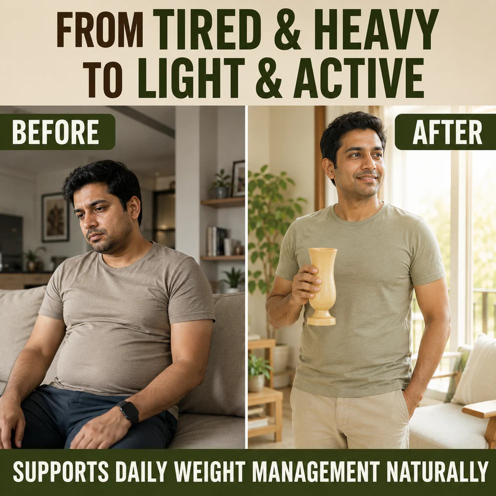 Herbal Wooden Pack of 2 Detox Glass - Body Detox  Glass (100% Natural Neem Wood)